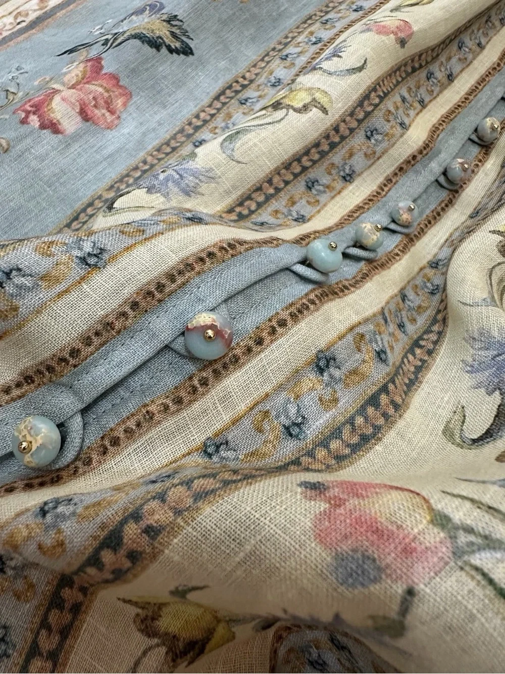 NWOT Zimmermann Roselight Plunge Linen Midi Dress Blue Floral, Size AU 0/1/2/3 - Picture 12 of 16